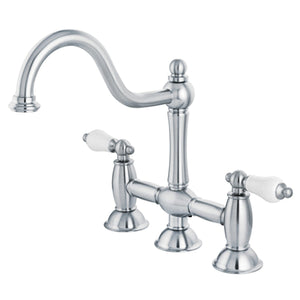 Restoration Two-Handle 3-Hole Deck Mount Bridge Kitchen Faucet