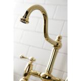 Restoration Two-Handle 4-Hole Deck Mount Bridge Kitchen Faucet with Brass Side Sprayer