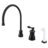 Restoration Single-Handle 3-Hole Deck Mount Widespread Kitchen Faucet with Plastic Sprayer