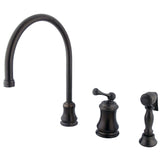 Restoration Single-Handle 3-Hole Deck Mount Widespread Kitchen Faucet with Brass Sprayer