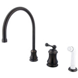 Restoration Single-Handle 3-Hole Deck Mount Widespread Kitchen Faucet with Plastic Sprayer