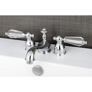 Wilshire Two-Handle 3-Hole Deck Mount Mini-Widespread Bathroom Faucet with Brass Pop-Up