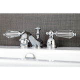 Wilshire Two-Handle 3-Hole Deck Mount Mini-Widespread Bathroom Faucet with Brass Pop-Up