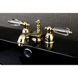 Wilshire Two-Handle 3-Hole Deck Mount Mini-Widespread Bathroom Faucet with Brass Pop-Up