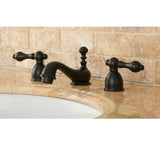 Restoration Two-Handle 3-Hole Deck Mount Mini-Widespread Bathroom Faucet with Brass Pop-Up