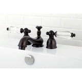 Wilshire Two-Handle 3-Hole Deck Mount Mini-Widespread Bathroom Faucet with Brass Pop-Up