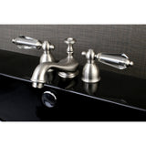 Wilshire Two-Handle 3-Hole Deck Mount Mini-Widespread Bathroom Faucet with Brass Pop-Up