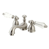 Wilshire Two-Handle 3-Hole Deck Mount Mini-Widespread Bathroom Faucet with Brass Pop-Up