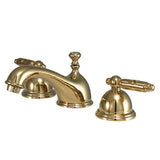 Georgian Two-Handle 3-Hole Deck Mount Widespread Bathroom Faucet with Brass Pop-Up Drain