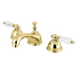 Wilshire Two-Handle 3-Hole Deck Mount Widespread Bathroom Faucet with Brass Pop-Up Drain