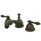 Restoration Two-Handle 3-Hole Deck Mount Widespread Bathroom Faucet with Brass Pop-Up Drain