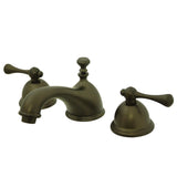 Vintage Two-Handle 3-Hole Deck Mount Widespread Bathroom Faucet with Brass Pop-Up Drain