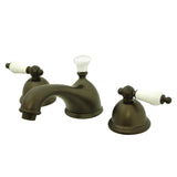 Restoration Two-Handle 3-Hole Deck Mount Widespread Bathroom Faucet with Brass Pop-Up Drain