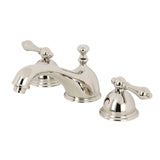 Restoration Two-Handle 3-Hole Deck Mount Widespread Bathroom Faucet with Brass Pop-Up Drain