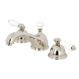 Restoration Two-Handle 3-Hole Deck Mount Widespread Bathroom Faucet with Brass Pop-Up Drain