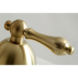 Restoration Two-Handle 3-Hole Deck Mount Widespread Bathroom Faucet with Brass Pop-Up Drain