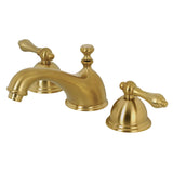 Restoration Two-Handle 3-Hole Deck Mount Widespread Bathroom Faucet with Brass Pop-Up Drain