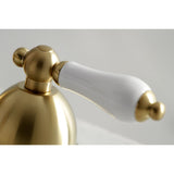 Restoration Two-Handle 3-Hole Deck Mount Widespread Bathroom Faucet with Brass Pop-Up Drain