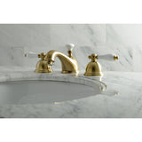 Restoration Two-Handle 3-Hole Deck Mount Widespread Bathroom Faucet with Brass Pop-Up Drain