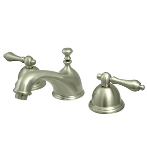 Restoration Two-Handle 3-Hole Deck Mount Widespread Bathroom Faucet with Brass Pop-Up Drain