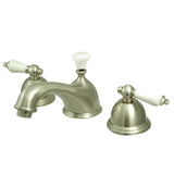 Restoration Two-Handle 3-Hole Deck Mount Widespread Bathroom Faucet with Brass Pop-Up Drain