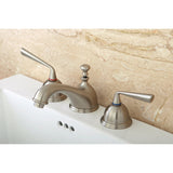 Silver Sage Two-Handle 3-Hole Deck Mount Widespread Bathroom Faucet with Brass Pop-Up Drain