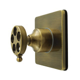 Wendell Single-Handle Wall Mount Six-Way Diverter Valve with Knurled Handle and Square Trim Kit