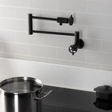 Wendell Two-Handle 1-Hole Wall Mount Pot Filler with Knurled Handle