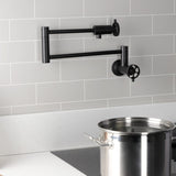 Wendell Two-Handle 1-Hole Wall Mount Pot Filler with Knurled Handle