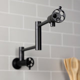 Wendell Two-Handle 1-Hole Wall Mount Pot Filler with Knurled Handle