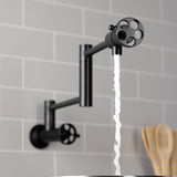 Wendell Two-Handle 1-Hole Wall Mount Pot Filler with Knurled Handle