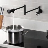 Wendell Two-Handle 1-Hole Wall Mount Pot Filler with Knurled Handle