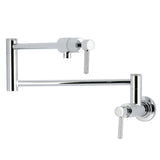 Convergent Two-Handle 1-Hole Wall Mount Pot Filler Faucet with Knurled Handle