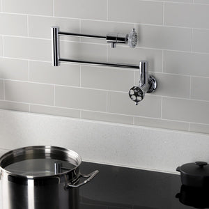 Webb Two-Handle 1-Hole Wall Mount Pot Filler with Knurled Handle