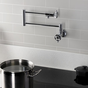 Wendell Two-Handle 1-Hole Wall Mount Pot Filler with Knurled Handle