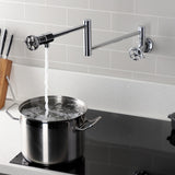 Wendell Two-Handle 1-Hole Wall Mount Pot Filler with Knurled Handle