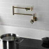 Wendell Two-Handle 1-Hole Wall Mount Pot Filler with Knurled Handle