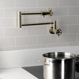 Wendell Two-Handle 1-Hole Wall Mount Pot Filler with Knurled Handle