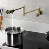 Wendell Two-Handle 1-Hole Wall Mount Pot Filler with Knurled Handle