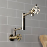 Wendell Two-Handle 1-Hole Wall Mount Pot Filler with Knurled Handle