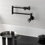 Wendell Two-Handle 1-Hole Wall Mount Pot Filler with Knurled Handle