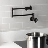 Wendell Two-Handle 1-Hole Wall Mount Pot Filler with Knurled Handle