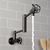 Wendell Two-Handle 1-Hole Wall Mount Pot Filler with Knurled Handle