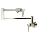 Convergent Two-Handle 1-Hole Wall Mount Pot Filler Faucet with Knurled Handle