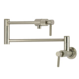 Convergent Two-Handle 1-Hole Wall Mount Pot Filler Faucet with Knurled Handle