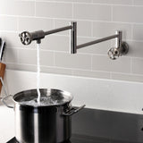 Wendell Two-Handle 1-Hole Wall Mount Pot Filler with Knurled Handle