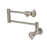 Wendell Two-Handle 1-Hole Wall Mount Pot Filler with Knurled Handle