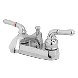 Double-Handle 3-Hole Deck Mount 4-Inch Centerset Bathroom Faucet with Brass Pop-Up