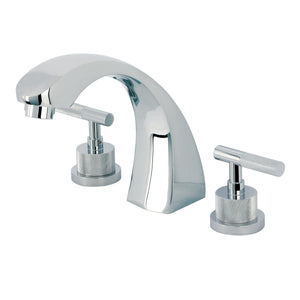 Convergent Two-Handle 3-Hole Deck Mount Roman Tub Faucet with Knurled Handle