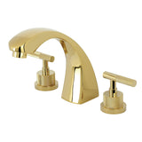 Convergent Two-Handle 3-Hole Deck Mount Roman Tub Faucet with Knurled Handle